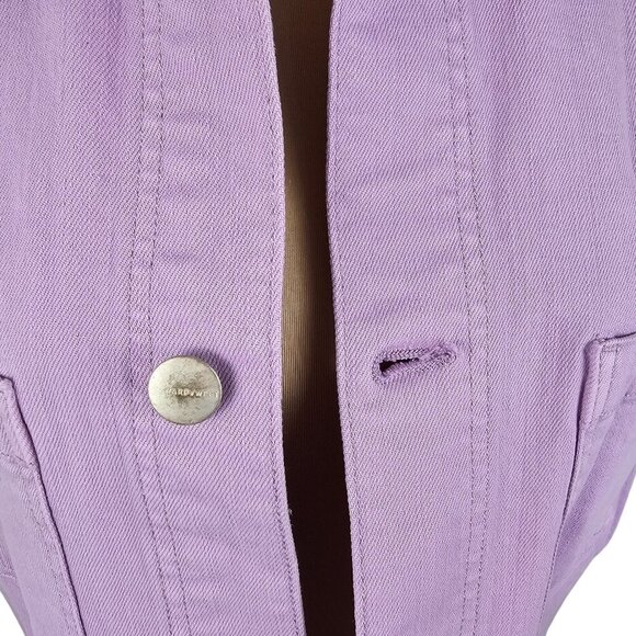 Warp + Weft Light Pastel Purple Pink Denim Button Up Vest Sz M - Picture 3 of 9